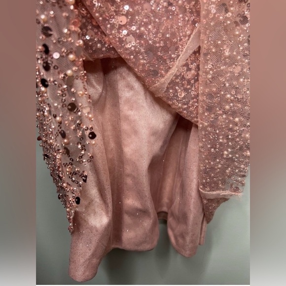 GB Social Rose Gold Sequin Mini Dress Junior Size 1 Homecoming Prom Cocktail - Picture 5 of 10